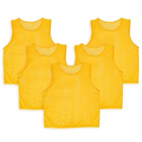 5Pcs Mesh Scrimmage Vests Soccer Basketball Team Training Pinnies Jerseys Shirt Adult Plus Size (Option: Bibs YellowAdultPlus)