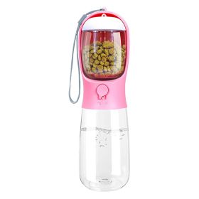18.6OZ Portable Dog Water Bottle Pet Water Dispenser with Detachable Food Container Leak-Proof Lock Design for Dog Walking Traveling Hiking Outdoor Ac (Option: TravelBottle Pink)