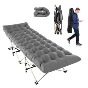 Folding Camping Cot Portable Sleeping Camping Bed Collapsible Travel Camp Cots Guest Bed Cot with 2-Sided Soft Pad 440LBS Max Load (Option: CampingCot Grey)