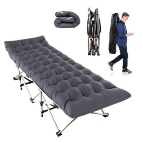 Folding Camping Cot Portable Sleeping Camping Bed Collapsible Travel Camp Cots Guest Bed Cot with 2-Sided Soft Pad 440LBS Max Load (Option: CampingCot Black)