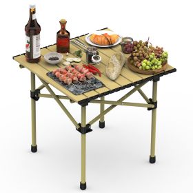 Folding Camping Table Portable Lightweight Carbon Steel Roll-up Picnic BBQ Desk with Carry Bag Heavy Duty for Outdoor Beach Backyard Party Patio Campi (Option: CampingTable 5153CM)